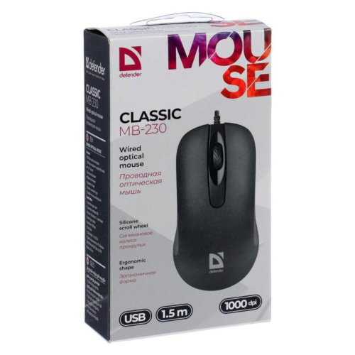Широкий ассортимент мышь defender classic mb-230 ( черный ), usb 4кн, 1кл-кн, коробочка для компьютерной техники с доставкой по всему Казахстану  | Рассрочка 0-0-24  фото 2