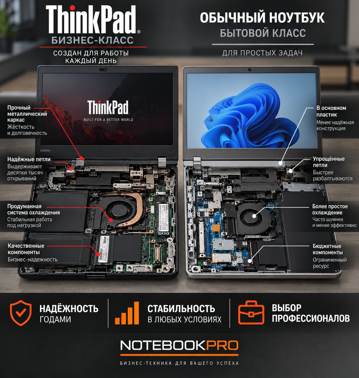 ThinkPad бизнес-класс vs бытовой ноутбук — сравнение в разрезе