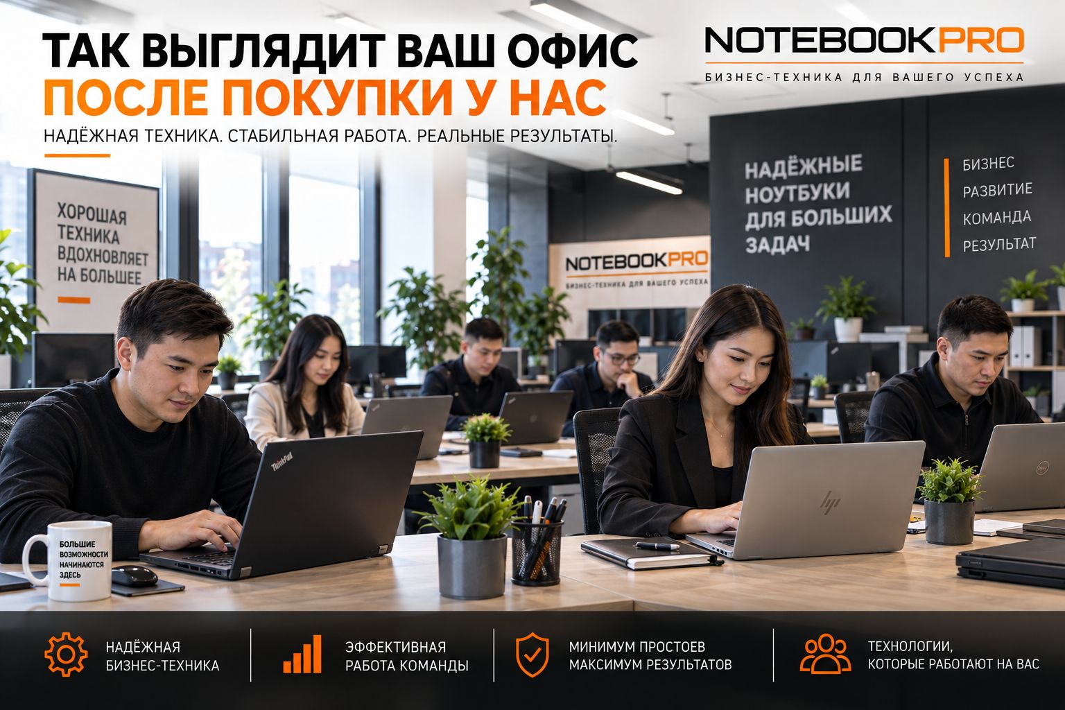 Офис с бизнес-ноутбуками NotebookPro
