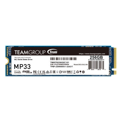 SSD TeamGroup MP33 PRO 256GB M.2 NVMe R1600Mb/s, W1300Mb/s TM8FP6256G0C101  от ведущих производителей: SSD, HDD, материнские платы, батареи. Надежность и производительность для вашего оборудования.