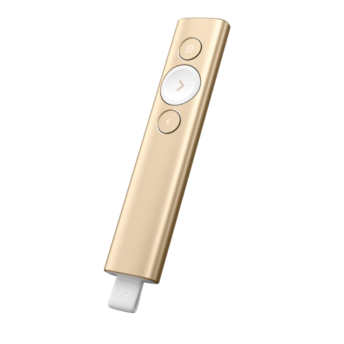 Широкий ассортимент презентер 910-004862 logitech spotlight gold (золотистый, bluetooth/2.4 ghz, перезаряжаемая литий-полимерная батарея 85мач, 3d-акселерометр, гироскоп, кабель для зарядки, чехол) для компьютерной техники с доставкой по всему Казахстану  | Рассрочка 0-0-24  фото 3