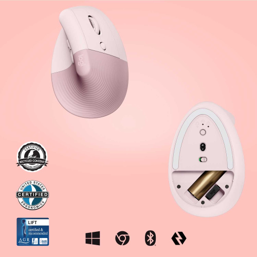Широкий ассортимент мышь беспроводная logitech lift rose (400-4000 dpi, bluetooth, usb-ресивер logi bolt®, 4 настраиваемые кнопки) (910-006478) для компьютерной техники с доставкой по всему Казахстану  | Рассрочка 0-0-24  фото 3