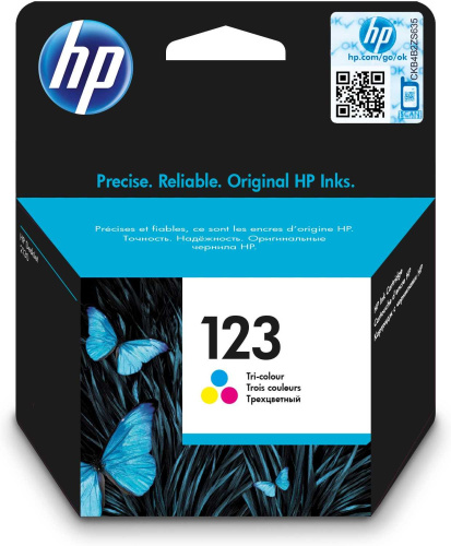 HP 123 Tri-Color Original Ink Cartridge для HP DeskJet 1100, 2100, 2300, 2600, 3600, 3800, 4600 series, HP ENVY 4500 series, HP OfficeJet 3800 series (F6V16AE)