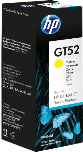 Картридж M0H56AE HP GT52 Yellow Original Ink Bottle для HP DeskJet GT 5800 series, HP Ink Tank 100 / 300 / 400 series, HP Smart Tank 200 / 300 / 400 / 500 / 600 / 700 series