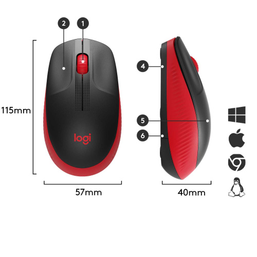 Широкий ассортимент мышь беспроводная полноразмерная logitech m190 red (m/n: mr0087 / cu0019) (910-005908) для компьютерной техники с доставкой по всему Казахстану  | Рассрочка 0-0-24  фото 4