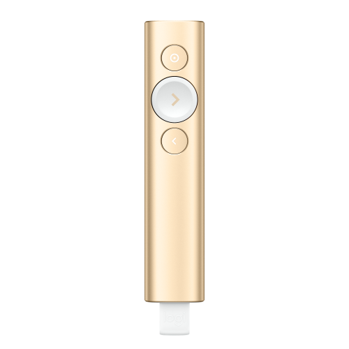 Широкий ассортимент презентер 910-004862 logitech spotlight gold (золотистый, bluetooth/2.4 ghz, перезаряжаемая литий-полимерная батарея 85мач, 3d-акселерометр, гироскоп, кабель для зарядки, чехол) для компьютерной техники с доставкой по всему Казахстану  | Рассрочка 0-0-24  фото 2