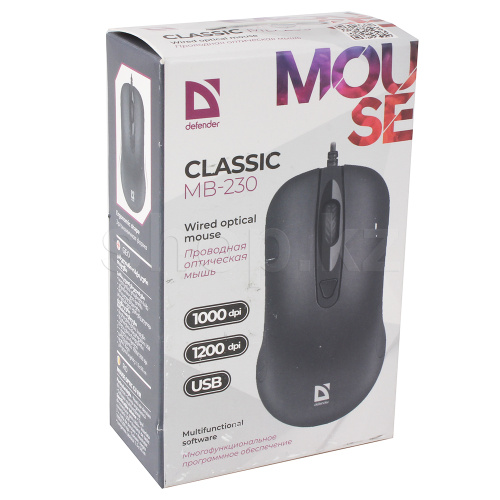 Мышь Defender Classic MB-230 ( Черный ), USB 4кн, 1кл-кн, коробочка фото 4