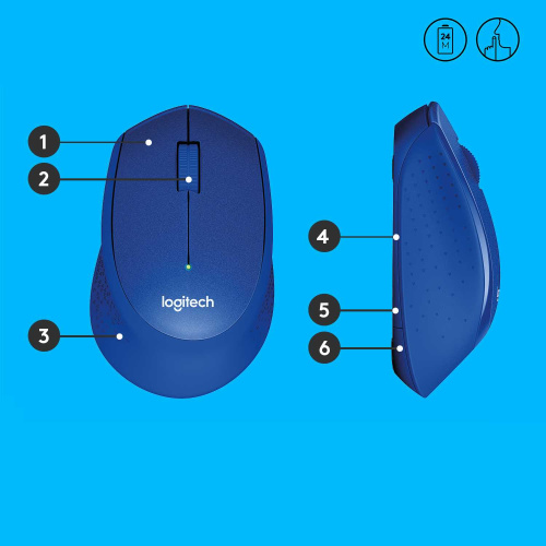 Широкий ассортимент мышь беспроводная logitech m330 silent plus blue (синяя, оптическая, 1000dpi, 2.4 ghz/usb-ресивер, бесшумная, под правую руку) (m/n: m-r0051 / c-u0010) для компьютерной техники с доставкой по всему Казахстану  | Рассрочка 0-0-24  фото 2