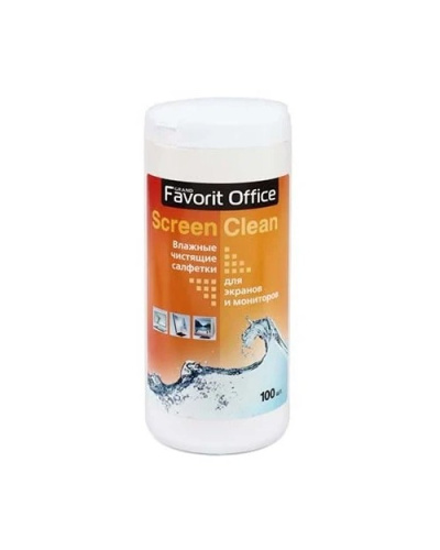Широкий ассортимент f130001 "favorit office" screen clean, влажные салфетки для экранов lcd tft, туба 100 салфеток для компьютерной техники с доставкой по всему Казахстану  | Рассрочка 0-0-24 