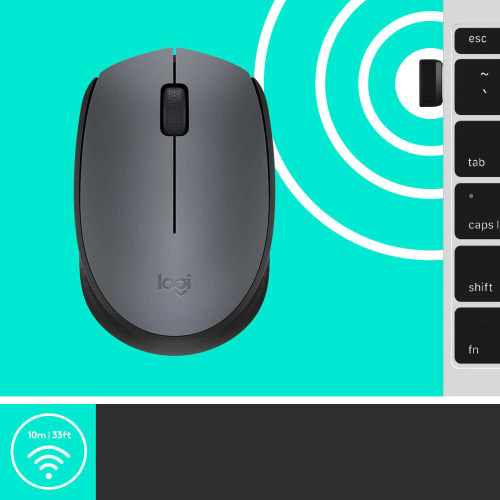Широкий ассортимент мышь беспроводная logitech m170 grey (серая, оптическая, 1000dpi, 2.4 ghz/usb-ресивер) (m/n: m-r0060 / c-u0010) (910-004642) для компьютерной техники с доставкой по всему Казахстану  | Рассрочка 0-0-24  фото 3