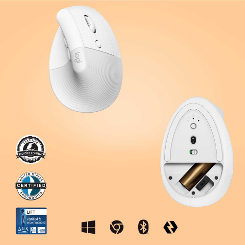 Широкий ассортимент мышь беспроводная logitech lift pale grey (400-4000 dpi, bluetooth, usb-ресивер logi bolt®, 4 настраиваемые кнопки) (910-006475) для компьютерной техники с доставкой по всему Казахстану  | Рассрочка 0-0-24  фото 3