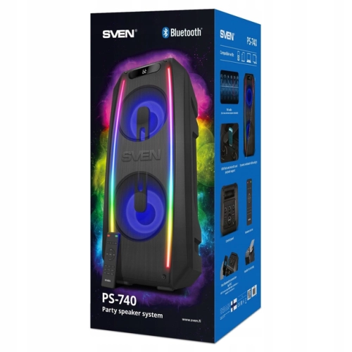 Широкий ассортимент sven ps-740, черный, акустическая система (100w, tws, bluetooth, fm, usb, microsd, 4400ma*h) для компьютерной техники с доставкой по всему Казахстану  | Рассрочка 0-0-24  фото 3