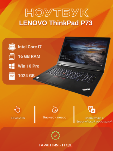 LENOVO ThinkPad P73 |	Intel(R) Core(TM) i7-9750H CPU @ 2.60GHz |	16GB |	1024GB	NVMe |	17"