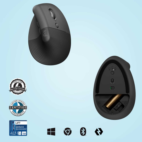 Широкий ассортимент мышь беспроводная logitech lift graphite (400-4000 dpi, bluetooth, usb-ресивер logi bolt®, 4 настраиваемые кнопки) (910-006473) для компьютерной техники с доставкой по всему Казахстану  | Рассрочка 0-0-24  фото 6