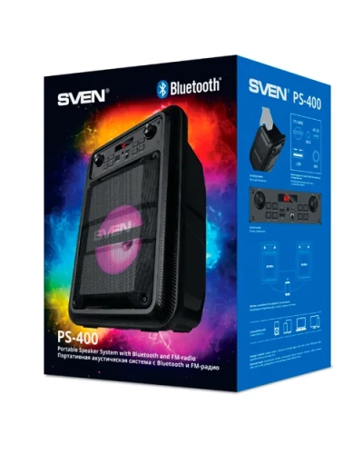 Широкий ассортимент колонка sven ps-400, black (12w, tws, bluetooth, fm, usb, microsd, led-display, 1200ma*h) для компьютерной техники с доставкой по всему Казахстану  | Рассрочка 0-0-24  фото 3