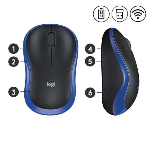 Широкий ассортимент мышь беспроводная logitech m185 blue (синяя, оптическая, 1000dpi, 2.4 ghz/usb-ресивер) (m/n: mr0087 / cu0019) (910-002239) для компьютерной техники с доставкой по всему Казахстану  | Рассрочка 0-0-24  фото 5