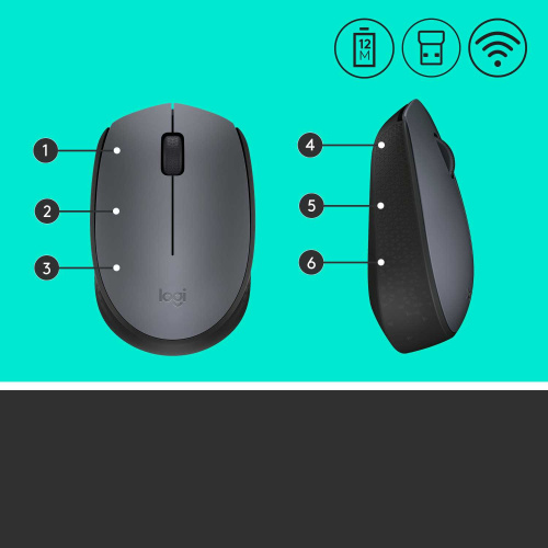 Широкий ассортимент мышь беспроводная logitech m170 grey (серая, оптическая, 1000dpi, 2.4 ghz/usb-ресивер) (m/n: m-r0060 / c-u0010) (910-004642) для компьютерной техники с доставкой по всему Казахстану  | Рассрочка 0-0-24  фото 6